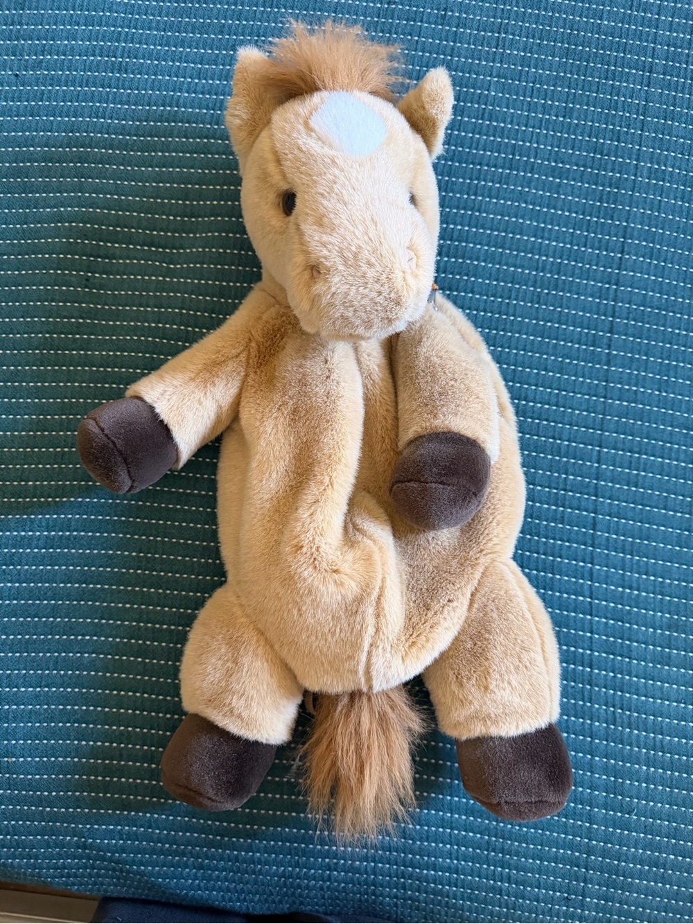 Plush Tan Horse Stuffed Animal with White Forehead Spot
